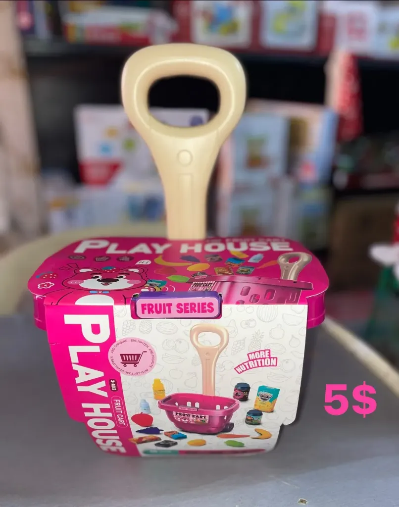 Play House Fruit Series toy shopping basket with pretend food items