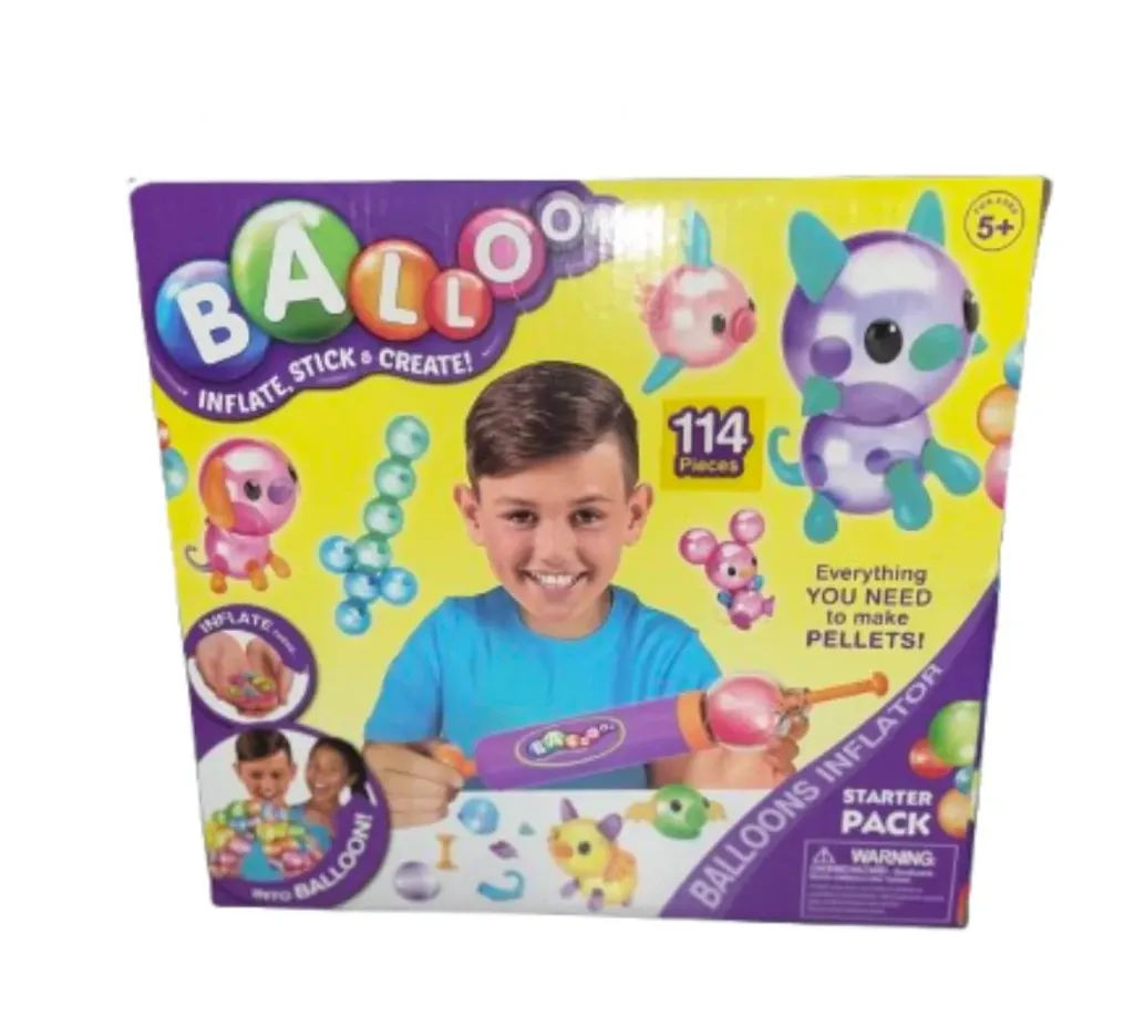  Inflator Starter Pack, a creative toy for making inflatable mini balloons that stick together. 114 piece