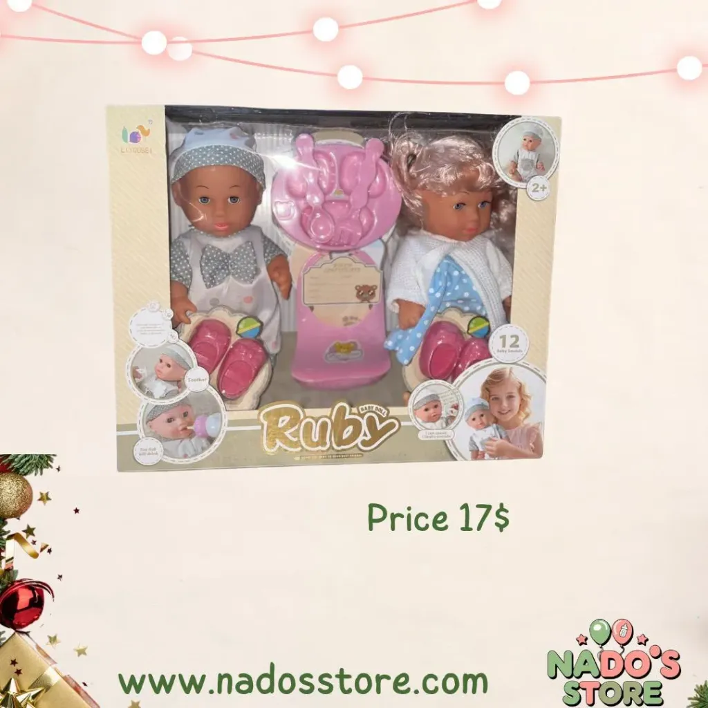 "Ruby" Baby Doll Set with potty and bottle accessories drink and wet