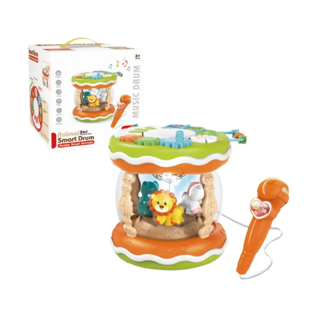 2-in-1 Animal Smart Drum Toy With Microphone | Musical Rotating Drum For Kids | Multifunctional Musical Drum