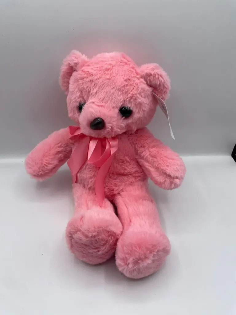 plush teddy bear toy.  Made from ultra-soft, plush fabric that is gentle against the skin. 20cm (Pink)
