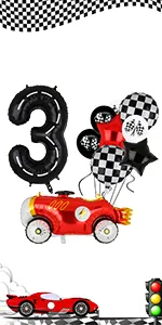 set of "9 Balloons" with a racing car theme, Balloon number 3