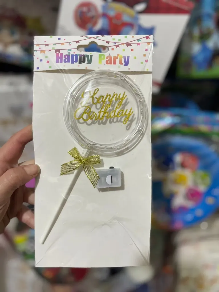 Plexi cake topper Happy birthday with multi color led light