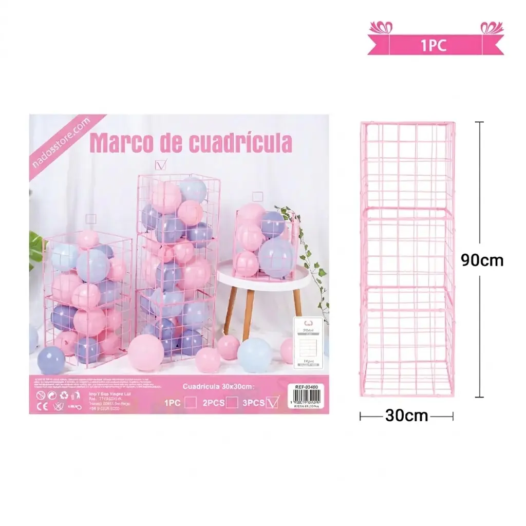 Balloon Grid box 90*30cm pink