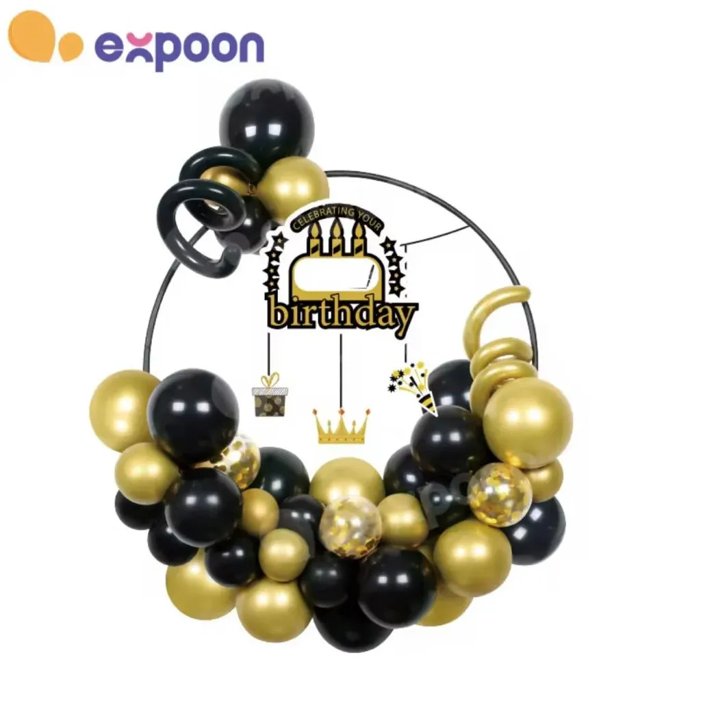 Birthday circle decoration 49 piece gold and black