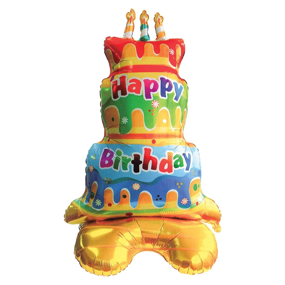 free-standing birthday Cake foil balloon 120cm