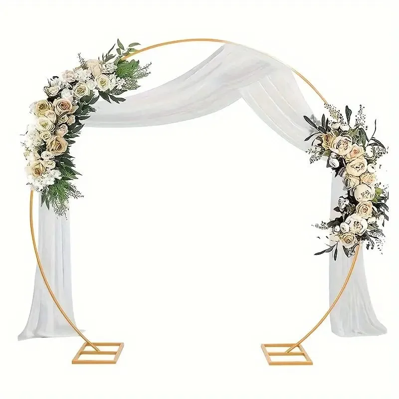 Gold metal circular arch backdrop stand, easy to assemble and disassemble for transport and storage 2*2 meter