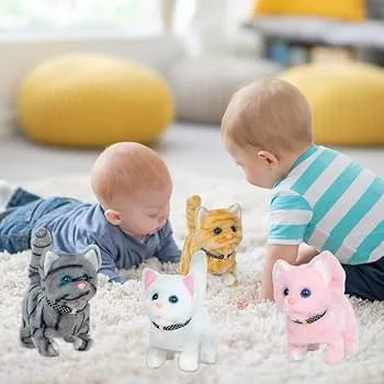 Interactive plush cat toys that simulate realistic movements and sound (Pink)