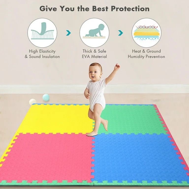 Pack Of Four 60 x 60 x 2cm Puzzle Eva Floor Play Mat Multicolor