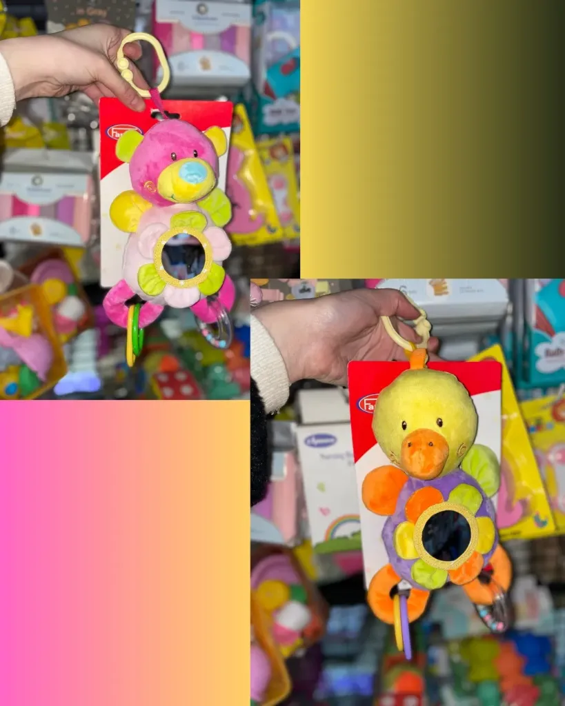 Cute Mirror Plush Toy Rattles, which are designed for infant (Duck)