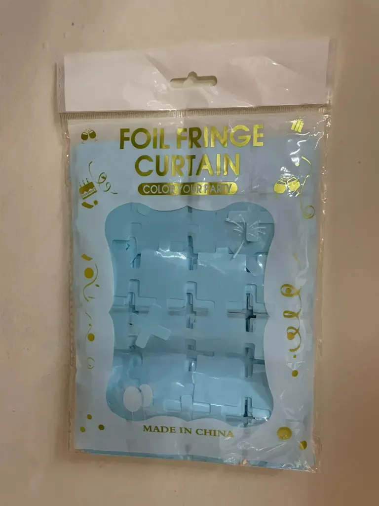 Square Tinsel Foil Fringe Curtain - Pastel colors (Blue)