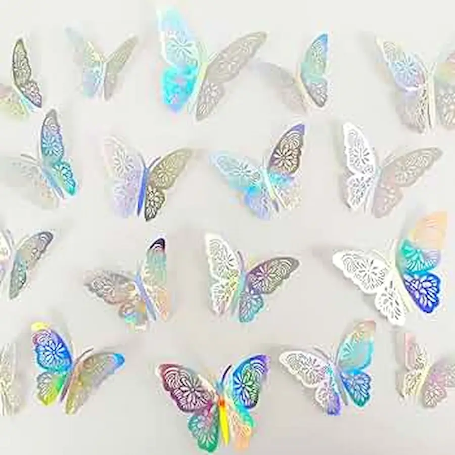 Iridescent 3D butterfly wall stickers designed for home or party decoration