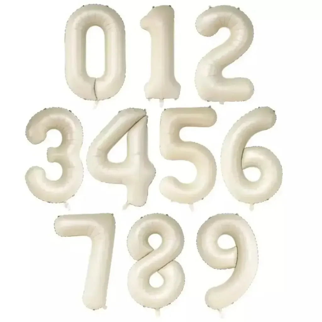Sand Beige Number Balloons, 32 Inch Matte Foil