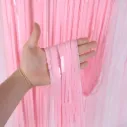 Foil Tinsel Fringe Curtains for Wedding Birthday Photo booth, pink pastel