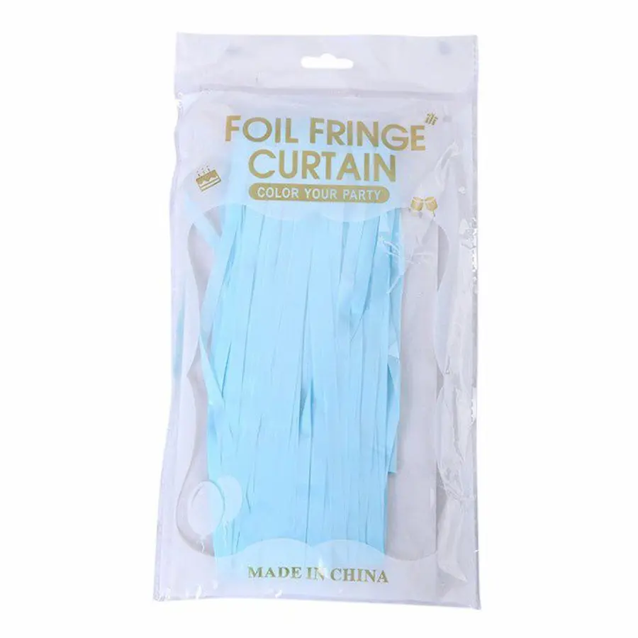 Foil Tinsel Fringe Curtains for Wedding Birthday Photo booth, Blue pastel