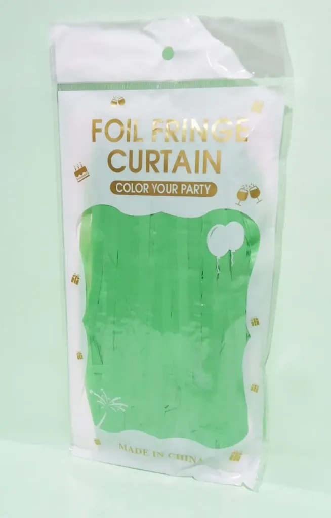 Foil Tinsel Fringe Curtains for Wedding Birthday Photo booth, green pastel