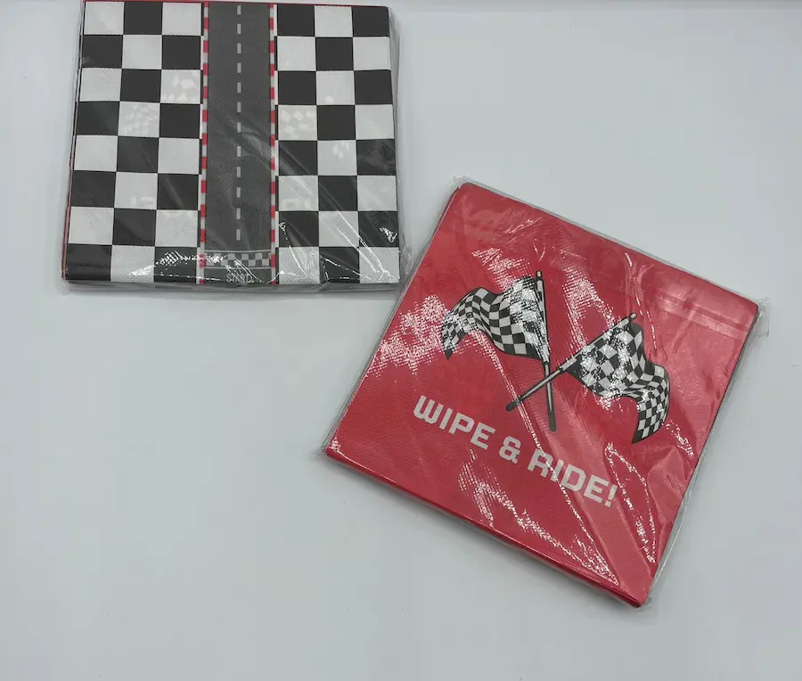 Race car-themed napkins