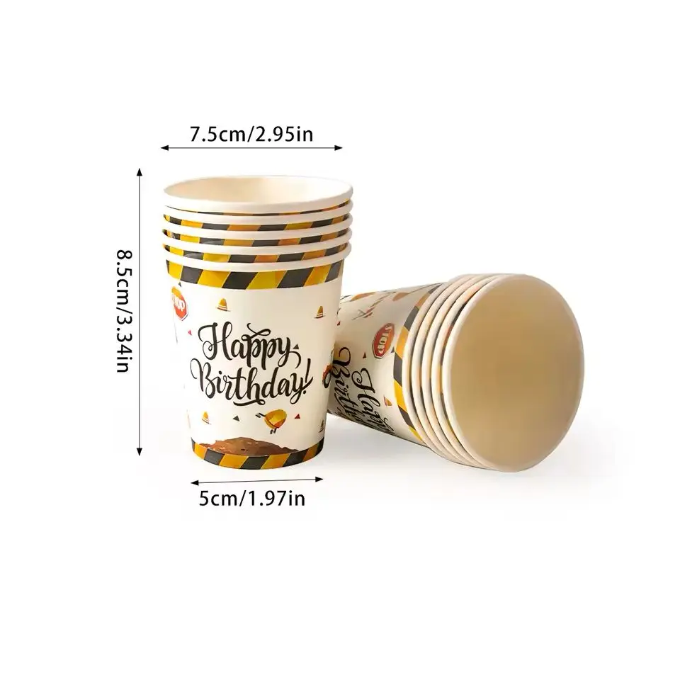 Construction-themed cups, pack of 10