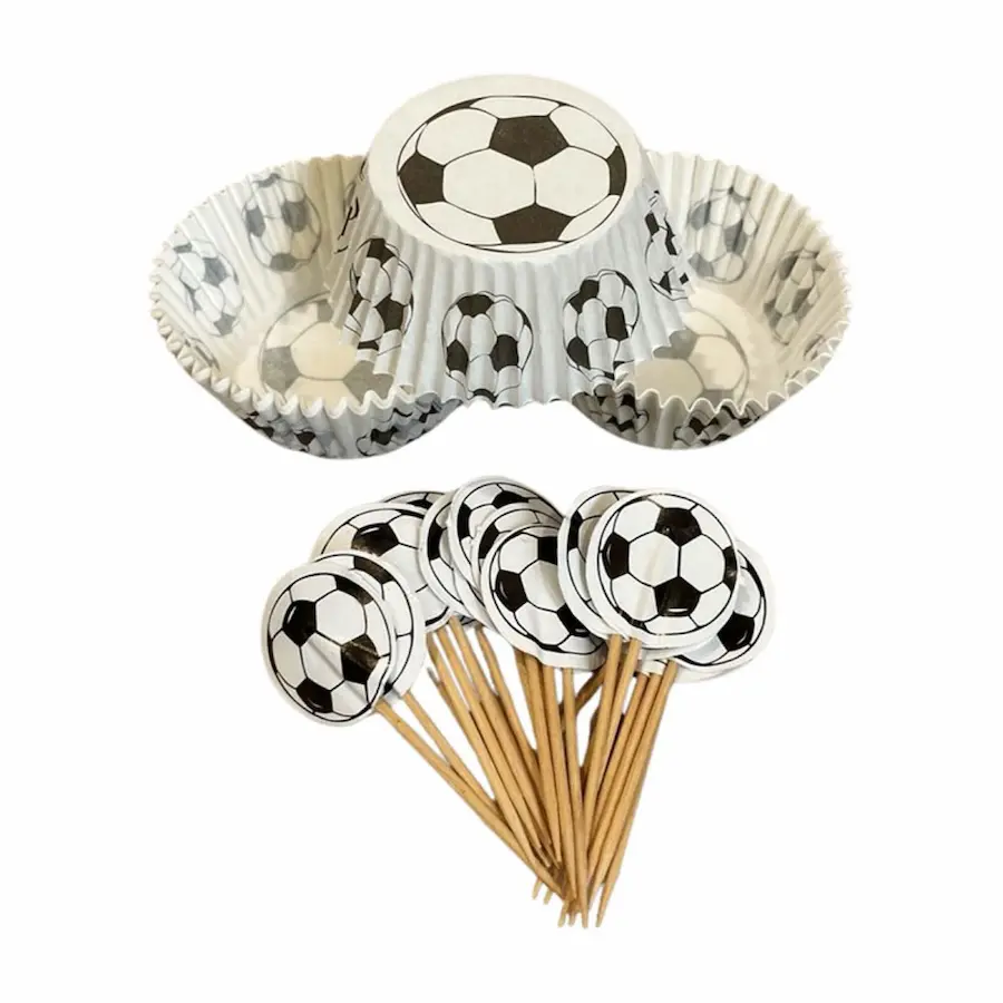 Football-themed, cupcake toppers and cups