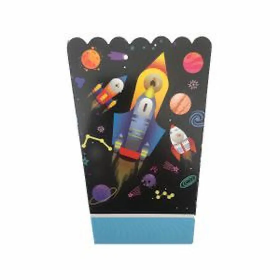 Space themed popcorn boxes