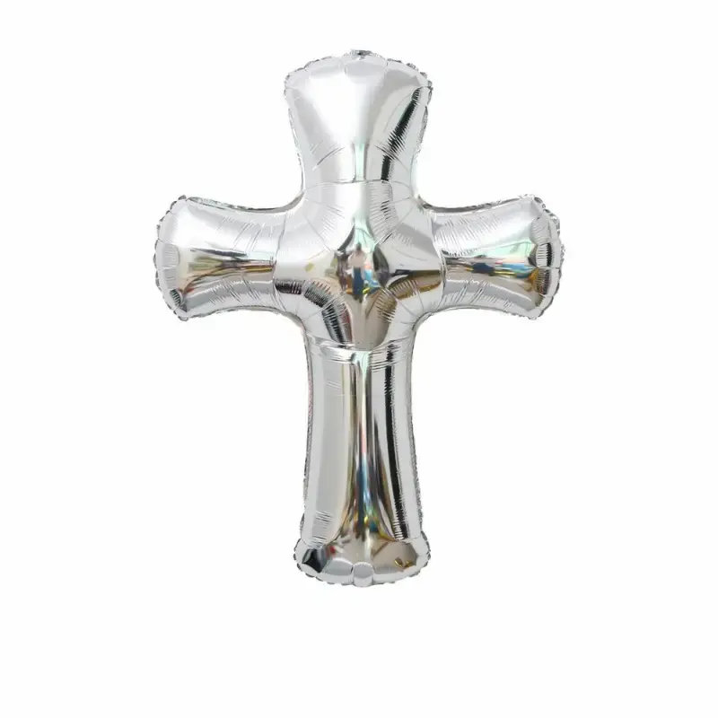 Cross shape foil balloon silver