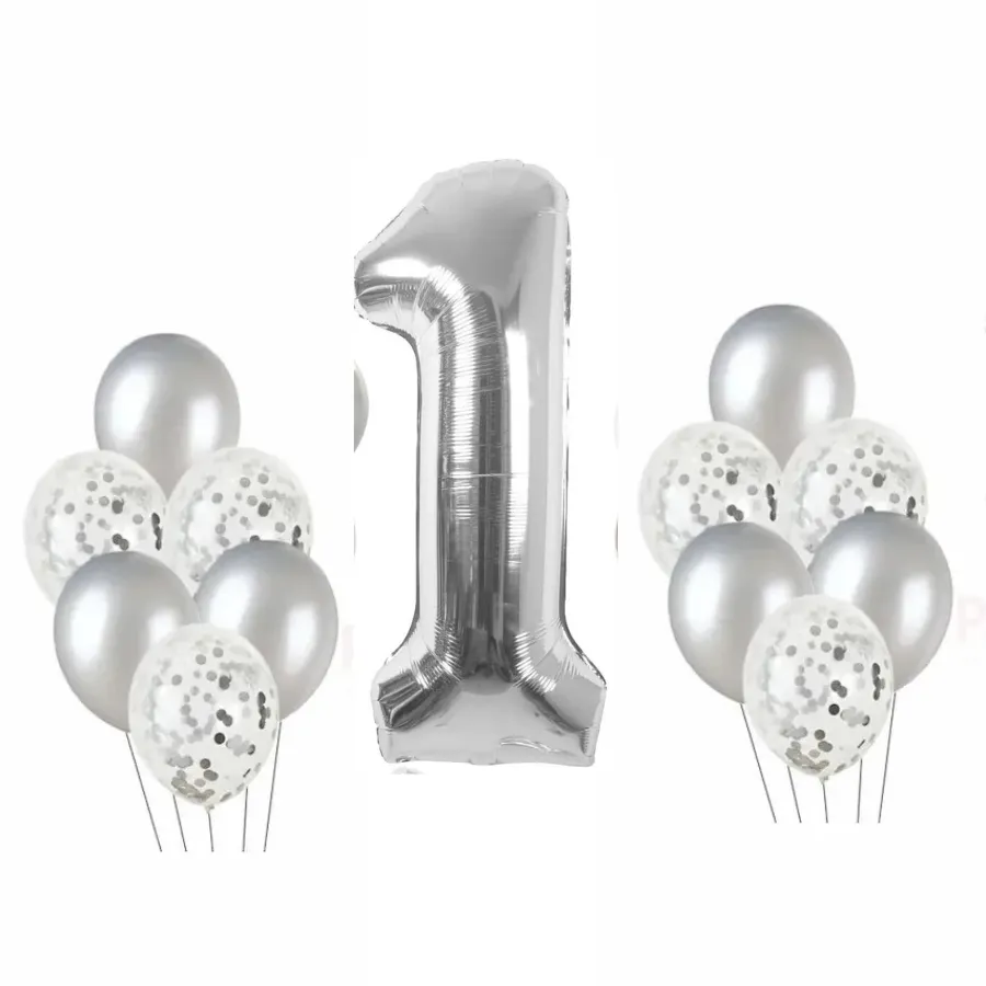 Foil number set silver