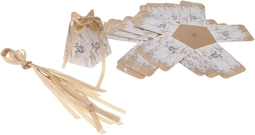 Wedding Paper Candy Boxes Gifts, white and gold, pack of 12. Perfect for wedding party or other special occasion etc.