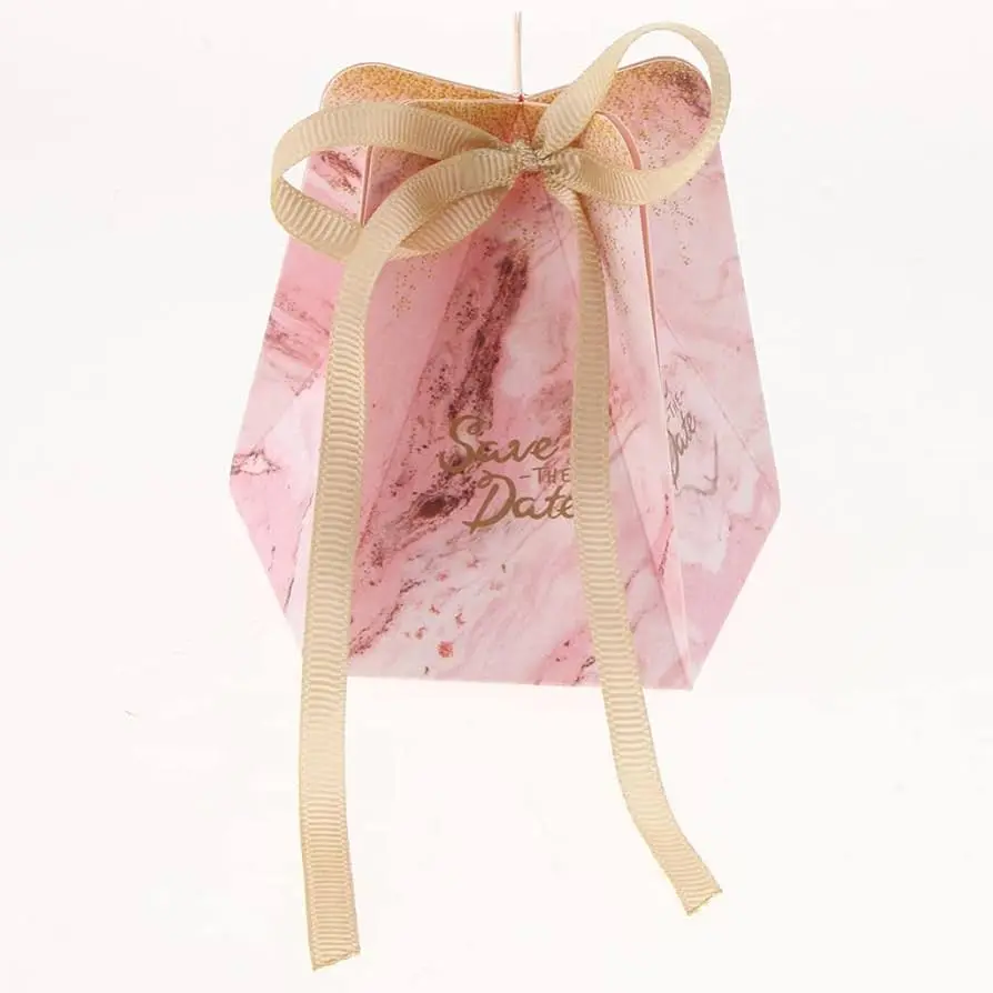 Wedding Paper Candy Boxes Gifts, pink and gold, pack of 12. Perfect for wedding party or other special occasion etc.