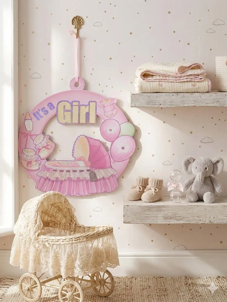 Newborn foam door decoration pink