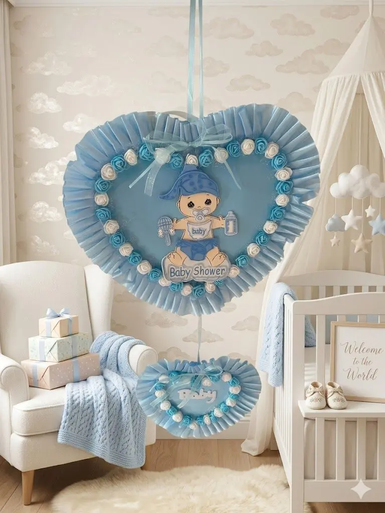 Newborn door decoration blue