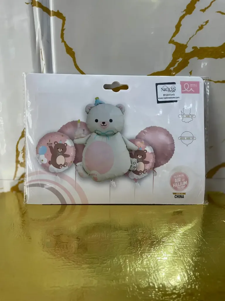 Matte Teddy Bear foil balloon decorating set