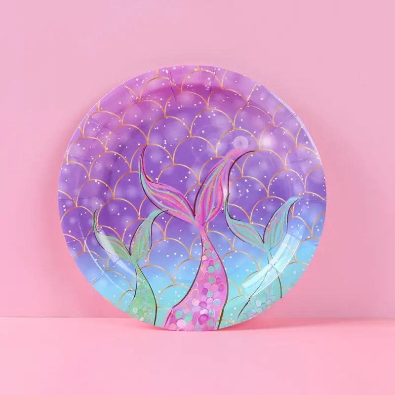 Mermaid theme 23cm plates