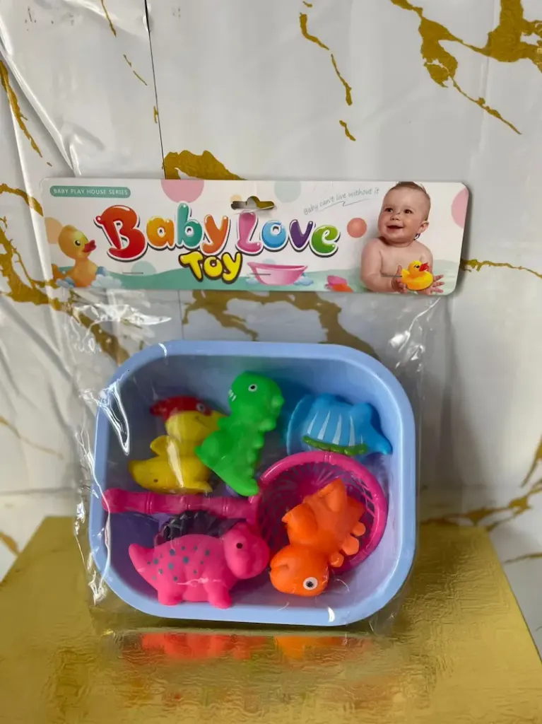 Baby bath toy set, a 8-piece set suitable for bath time play.