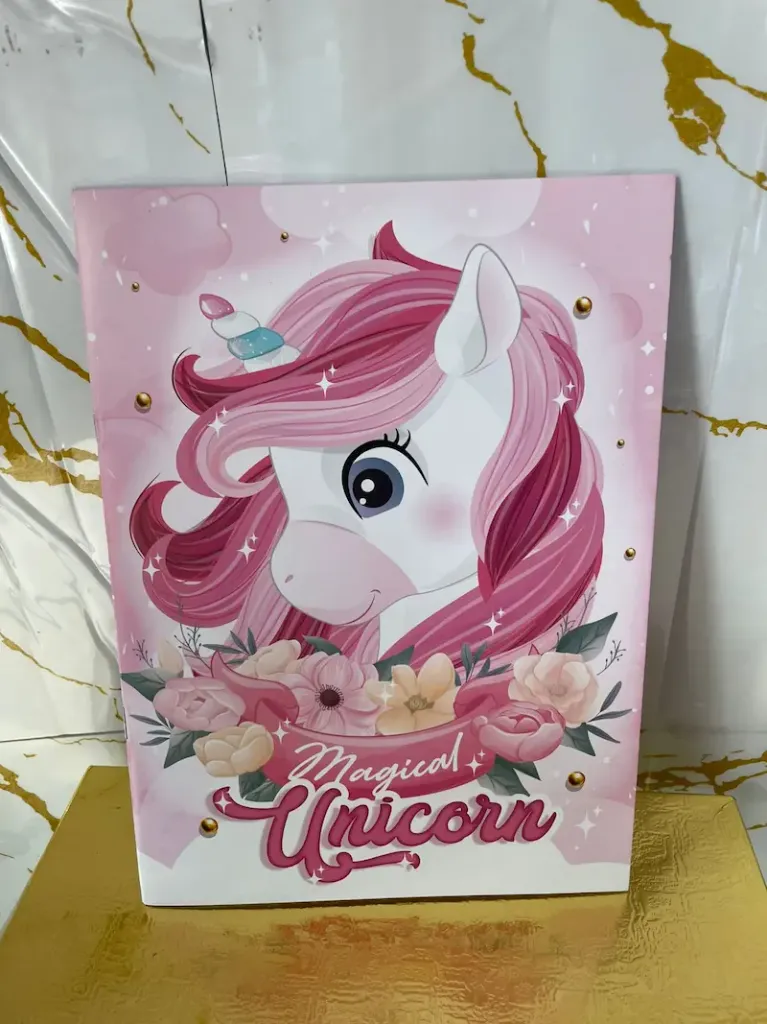 Coloring book unicorn theme with 100 stickers