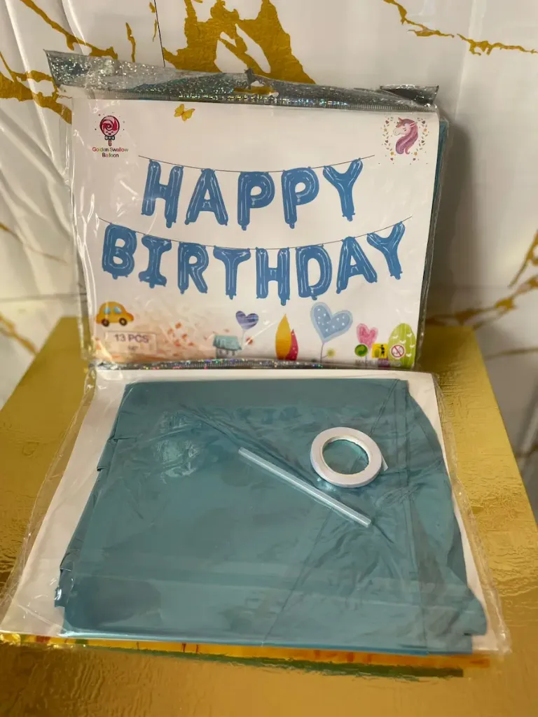 HAPPY BIRTHDAY foil balloon, light blue