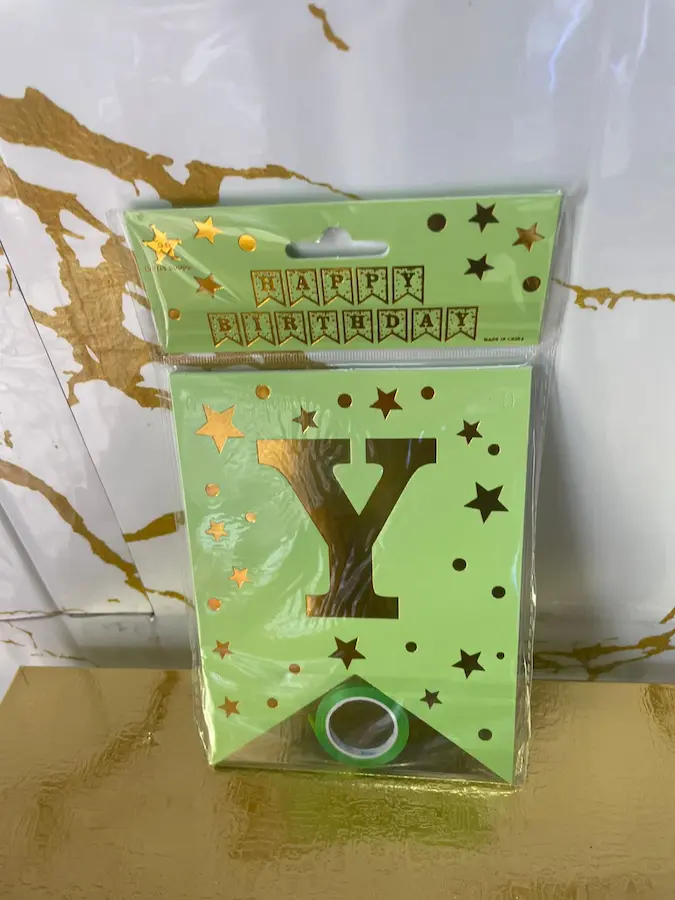 "Happy Birthday" alphabet letters card banner set
