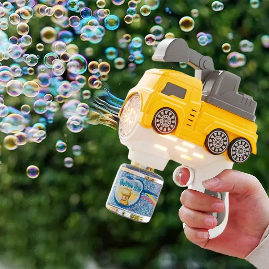 Excavator Automatic Bubble Gun that creates bubbles and lights up.