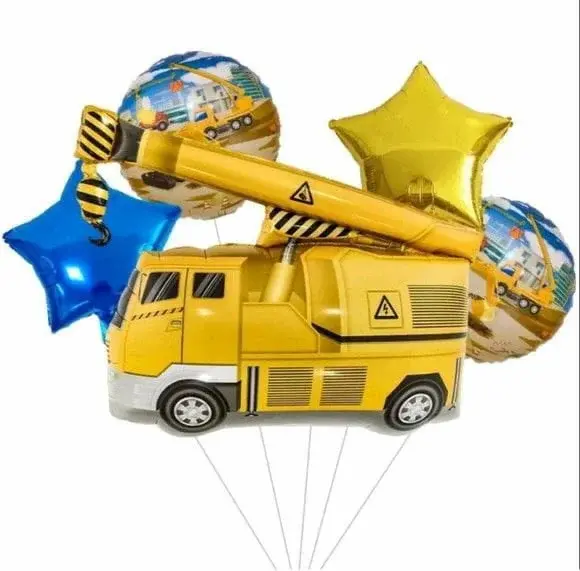 Construction foil balloon Crane set of 5 foil balloons
