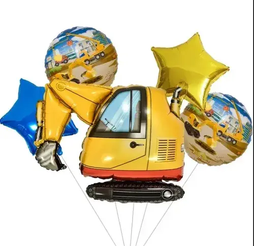 Construction foil balloon Crain set of 5 foil balloons