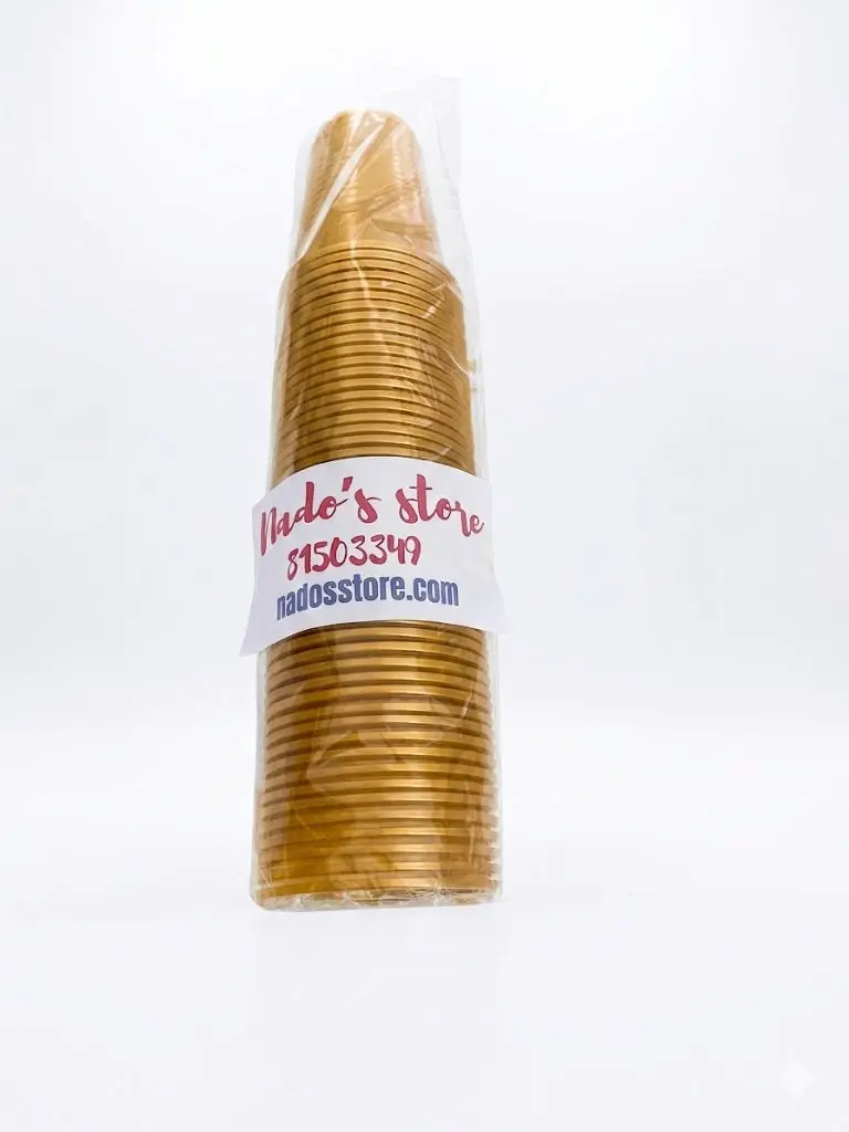 Disposable plastic cups gold color , 50 cups