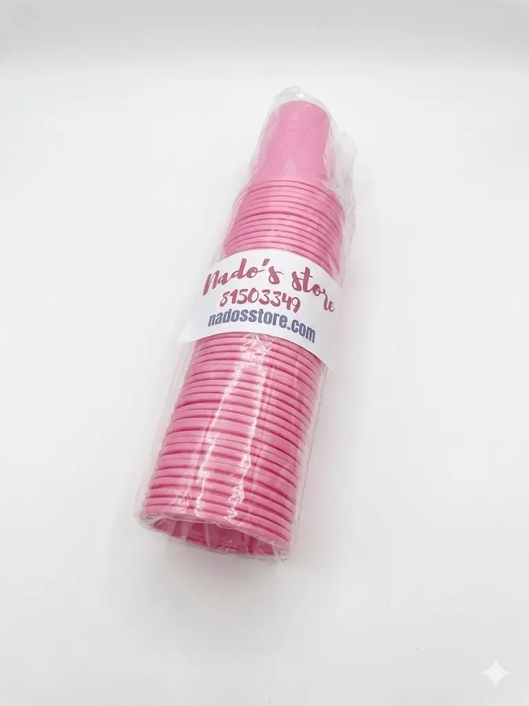 Disposable plastic cups pink color , 50 cups