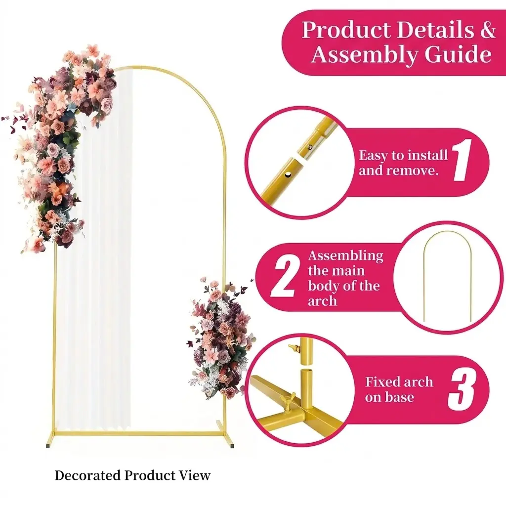 Metal arch backdrop stand, 180×80 cm