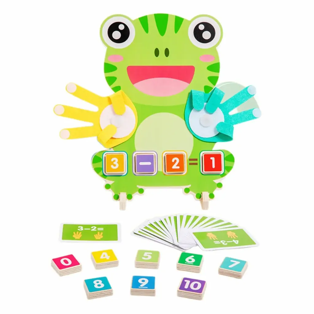[8732] Frog Math Counting Toy, a tactile learning tool designed to help children visualize basic arithmetic.