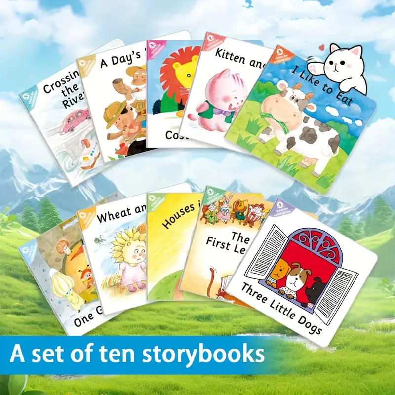 10-piece babies stories set featuring cartoon illustrations for early childhood reading.
