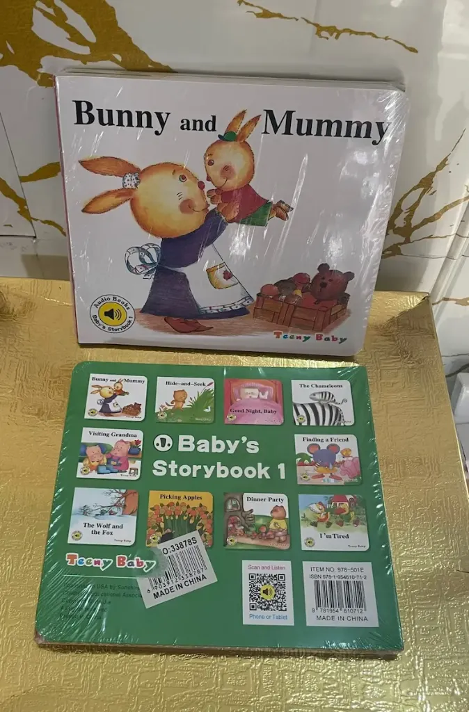 10-piece babies stories set featuring cartoon illustrations for early childhood reading. Audio books