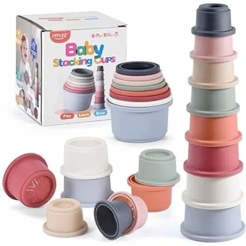 Set of stacking cups, designed to develop fine motor skills and hand-eye coordination. educational toy from 6 months