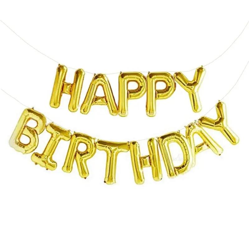 Happy Birthday foil balloon 13 pcs 16 inch (Gold)