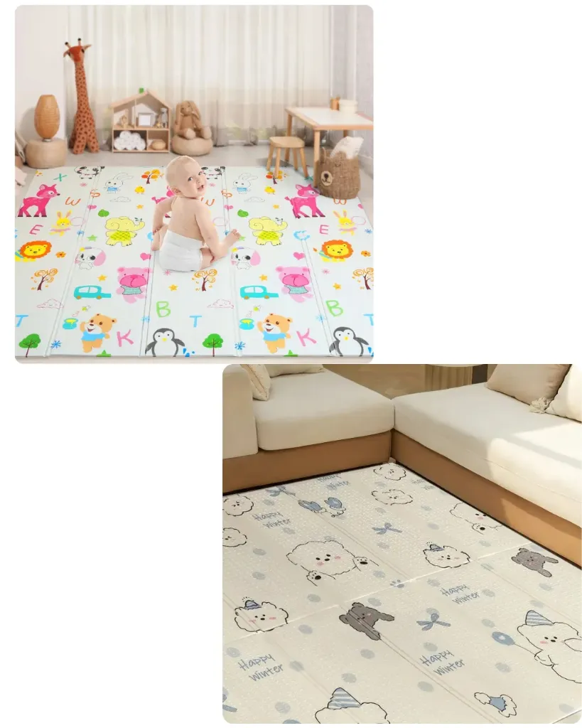 Foldable baby play mat, designed to provide a safe and cushioned area for infants and toddlers. size:180*150cm thickness 0.9cm