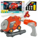 Helicopter DIY toy kit features interchangeable parts and a battery-powered drill for assembly
