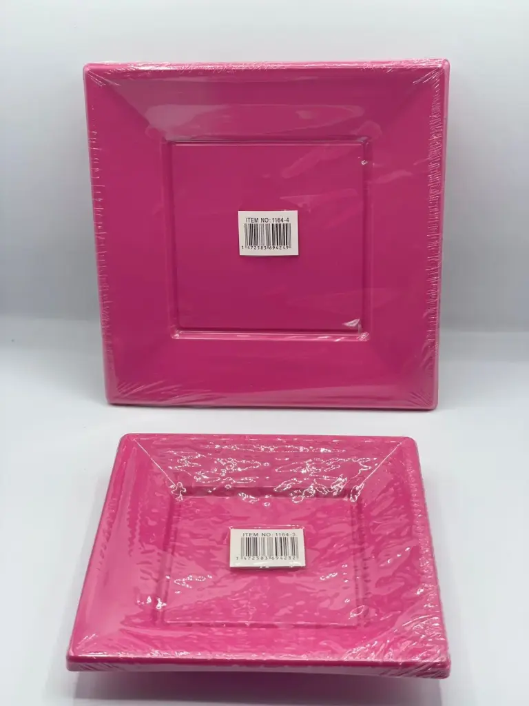Square Pink plates pack 10 pcs, size 23cm